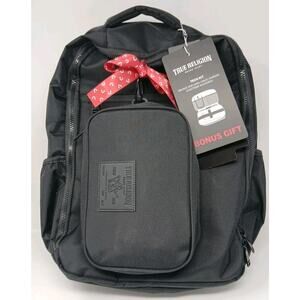 True Religion Computer Backpack Dome Style Black TR104863 & BONUS Tech Kit. NWT